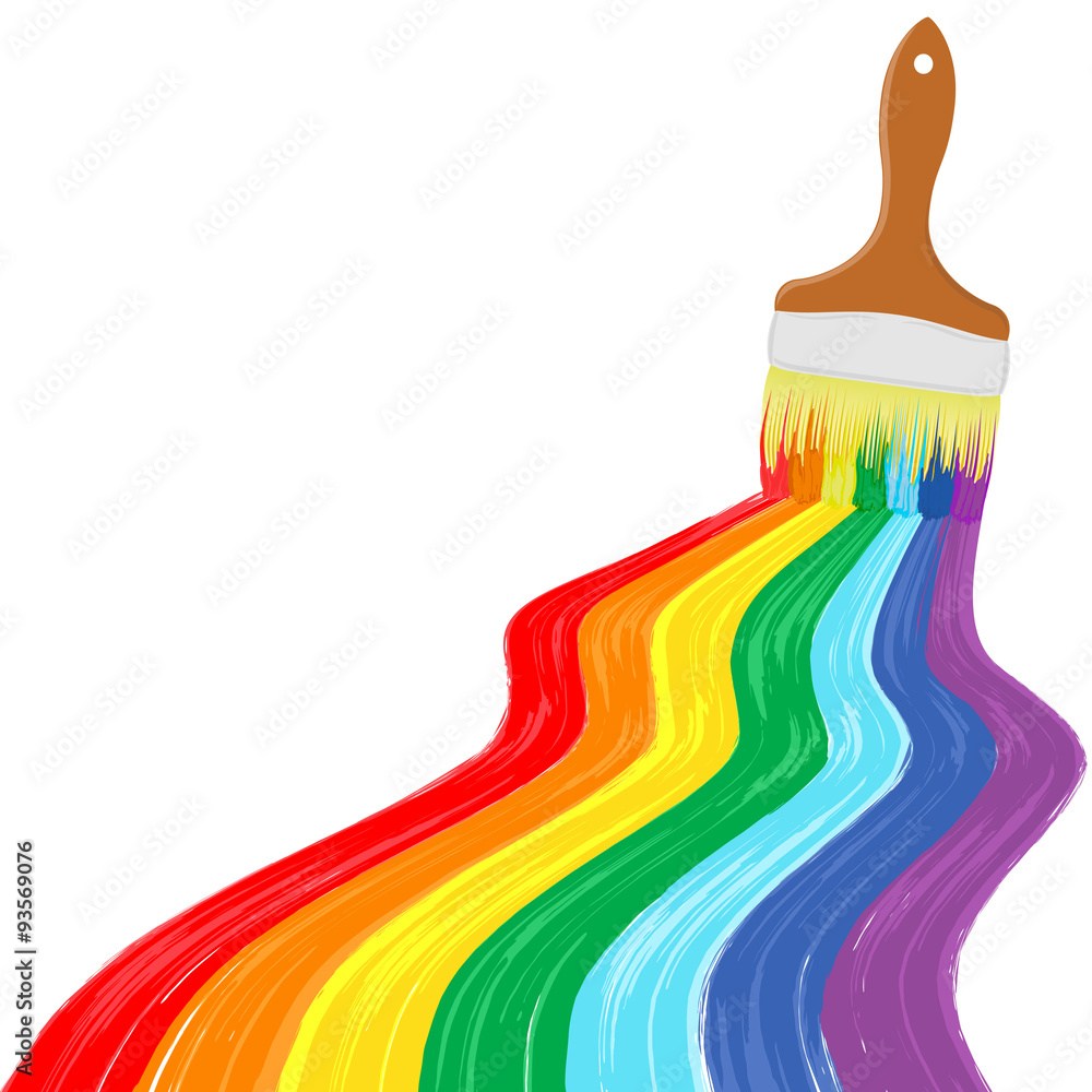 Picture of: Art rainbow brush stroke paint splash vector background Stock