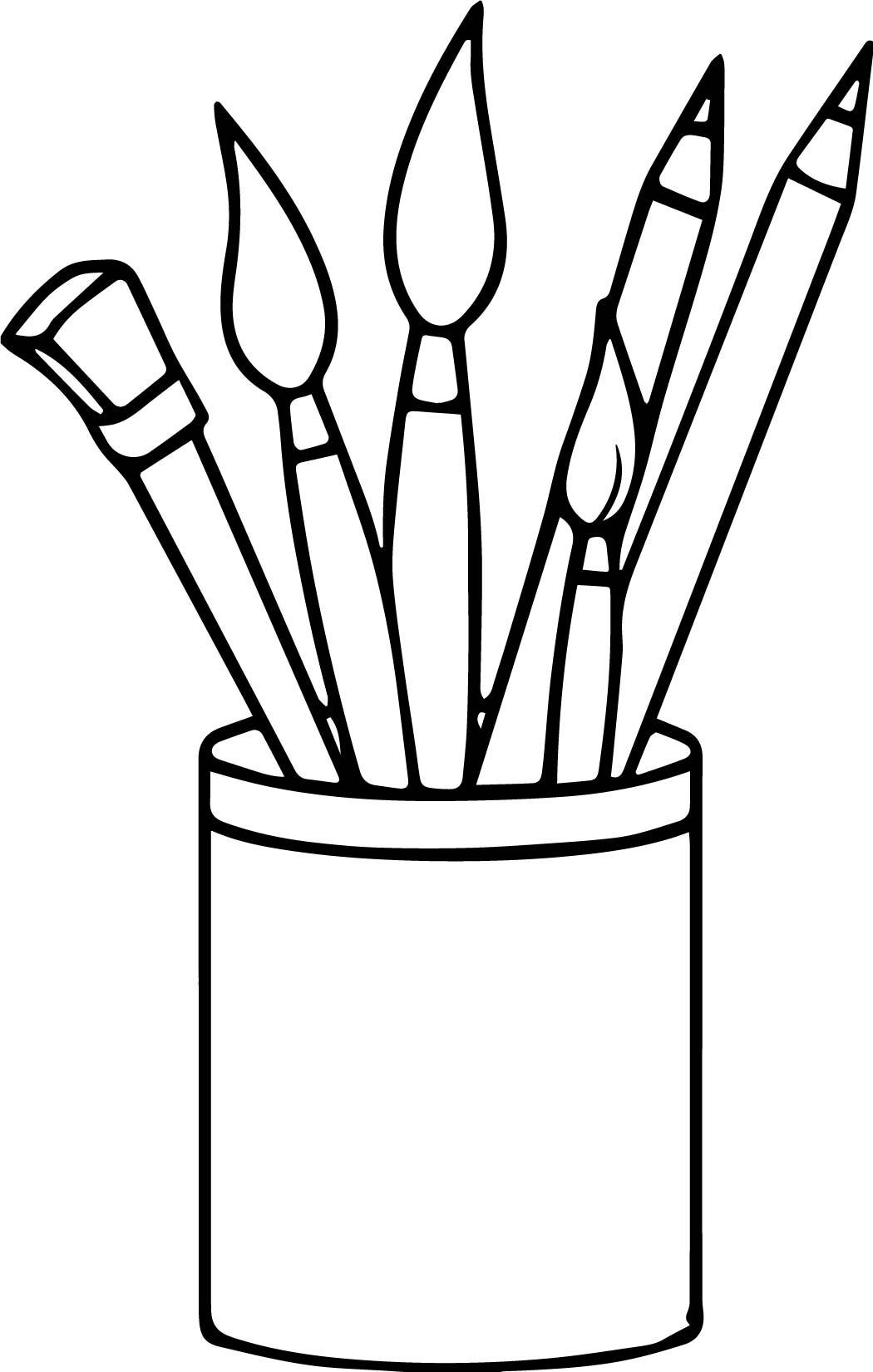 Picture of: Art Supplies Pencils Paint Brushes Coloring Page – Wecoloringpage