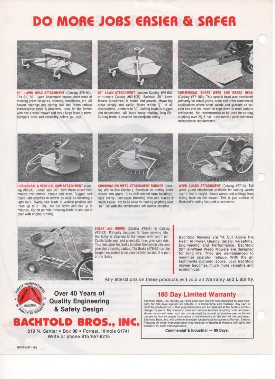 Picture of: Bachtold Bros Hi-Wheeled Weed & Brush Cutters Brochure