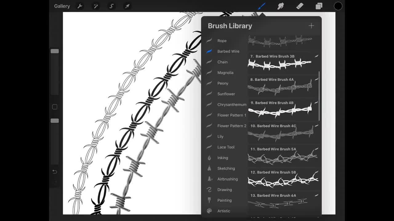 Picture of: Barbed Wire Brushes and Stamps for Procreate