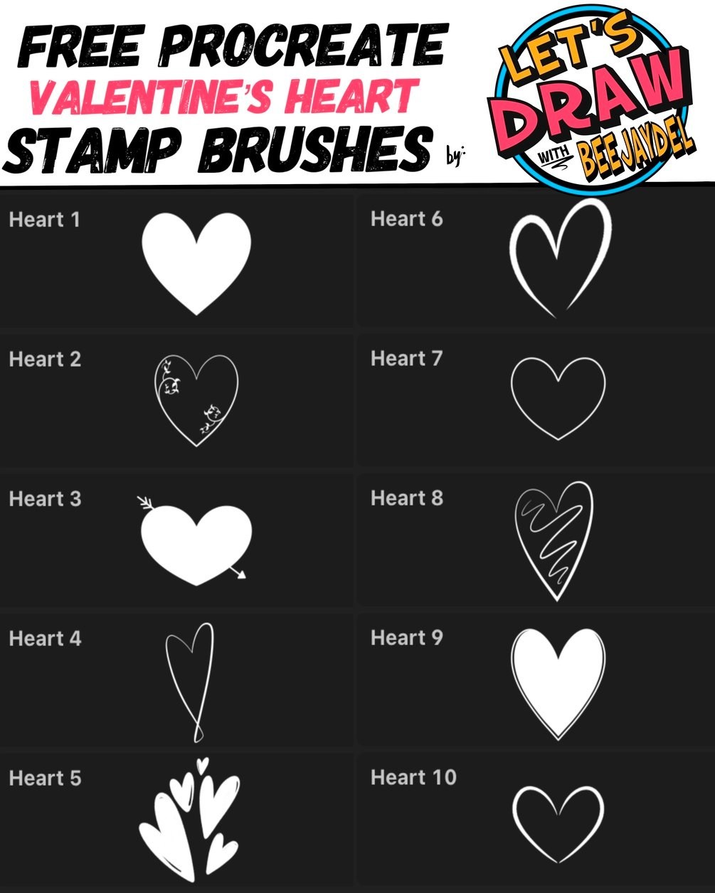 Picture of: BeeJayDeL’s Valentine’s Heart Brushes for Procreate