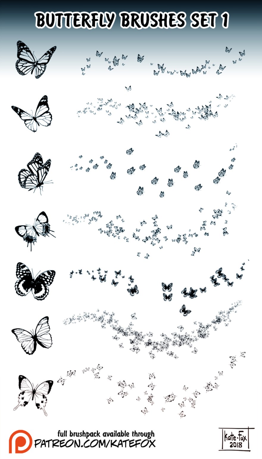Picture of: Butterfly Brushes  by Kate-FoX on DeviantArt