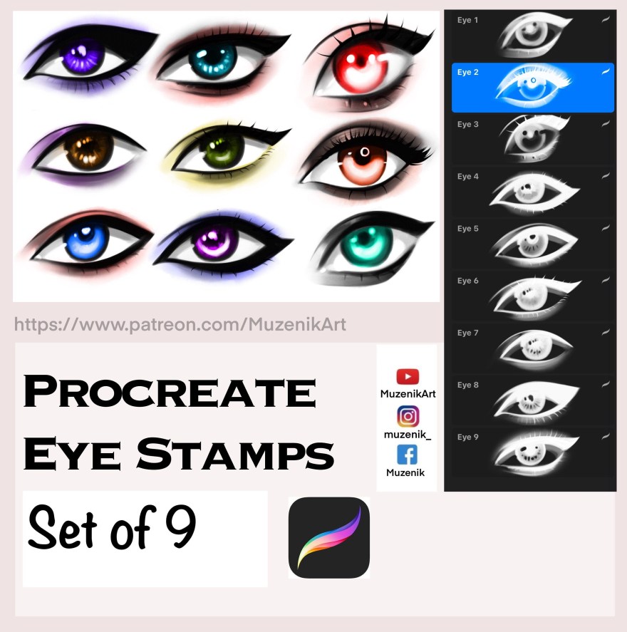 Picture of: Buy Procreate Eyes/ Procreate Eye Stamps/ Procreate Eye Brushes