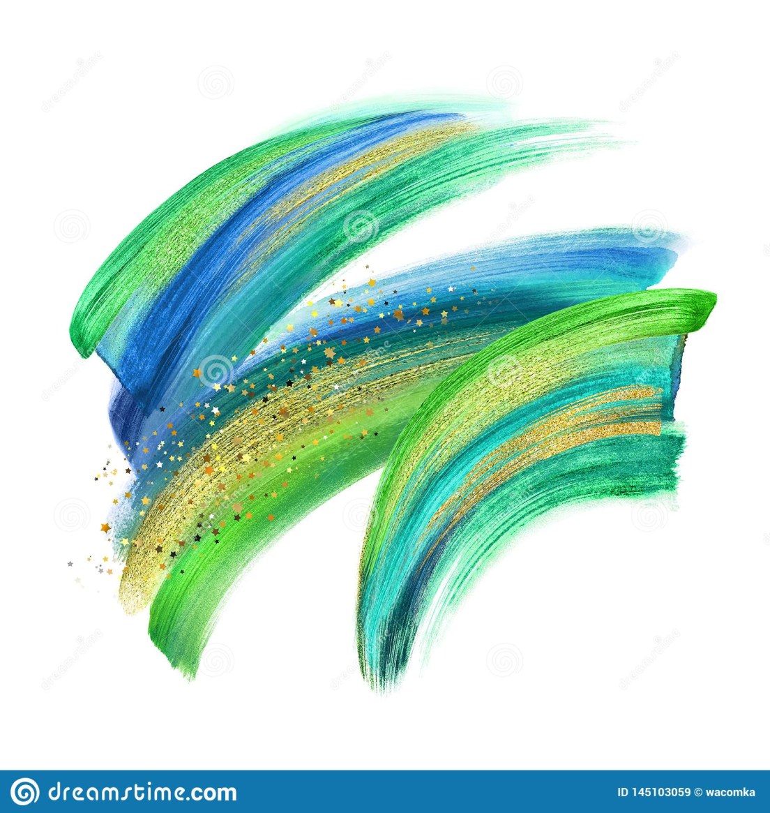 Picture of: Digital Illustration, Green Blue Gold Paint, Neon Brush Stroke