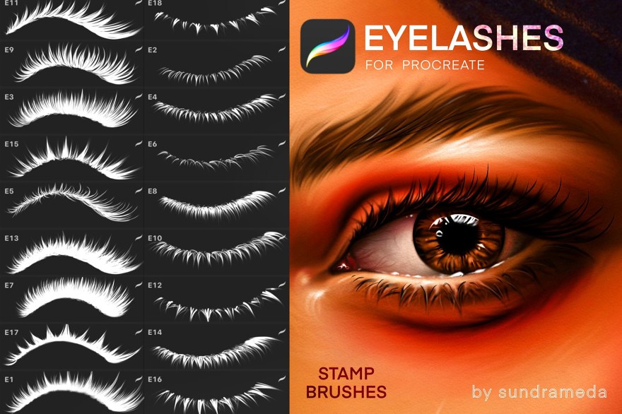 Picture of: Eyelashes Brushes for Procreate [ FREE and Premium] – BrushWarriors