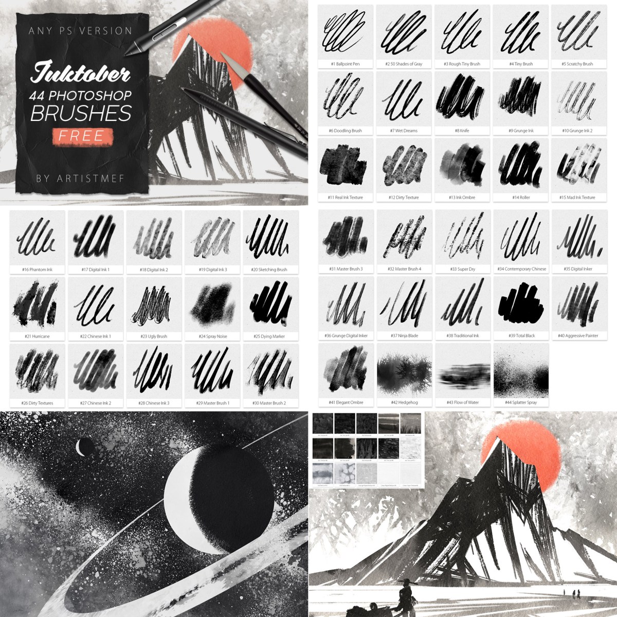 Picture of: Free Inktober  Photoshop Brushes by ArtistMEF on DeviantArt