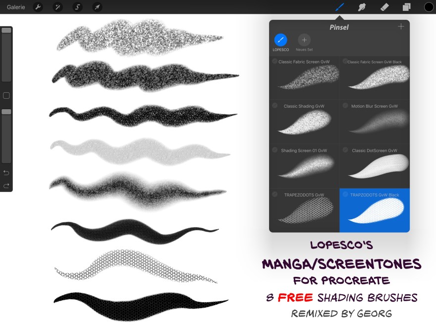 Picture of: FREE:  Manga/Screen Tone Brushes for Procreate by Lop – Georg’s