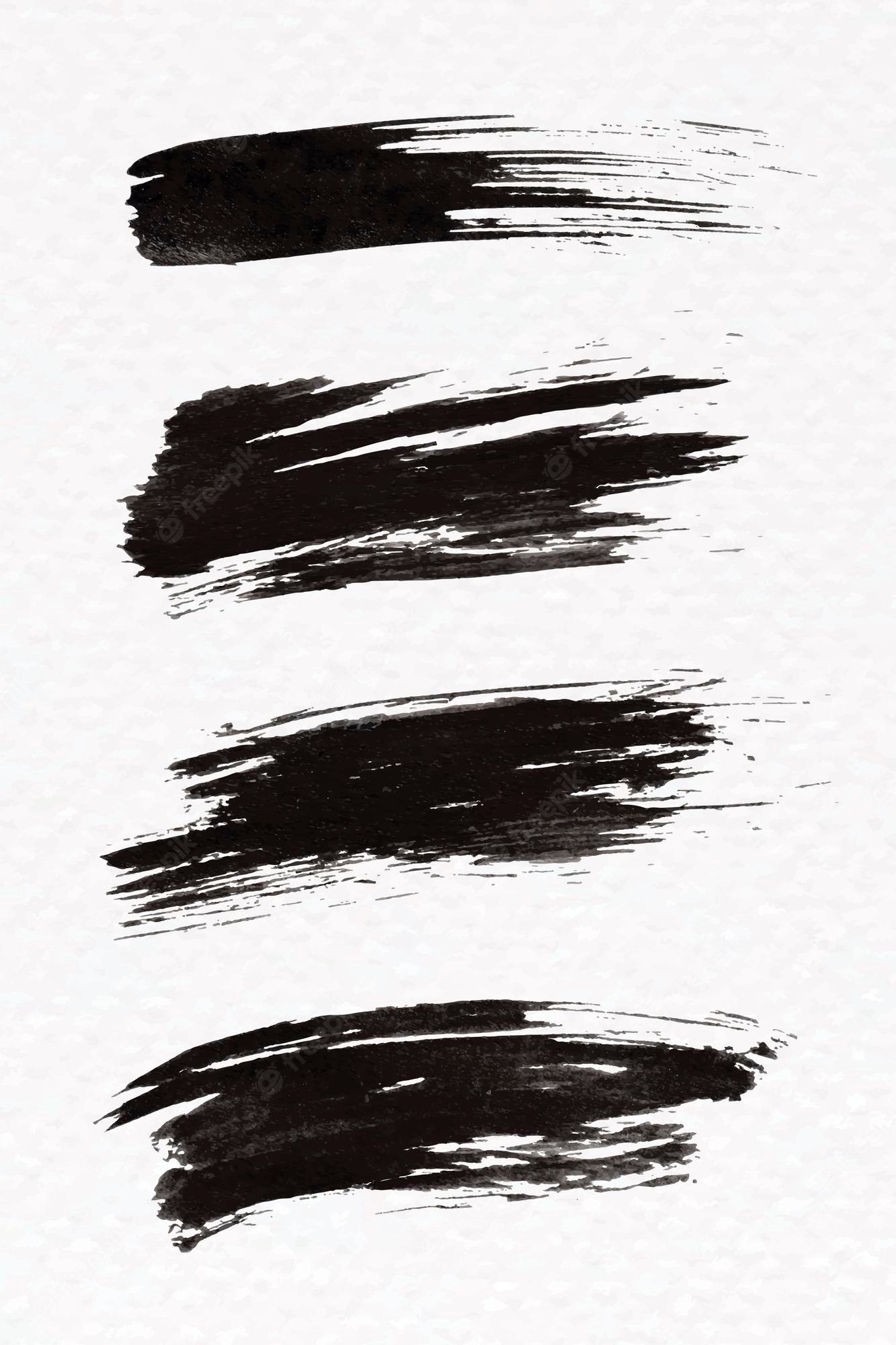Picture of: Free Vector  Abstract black brush stroke set