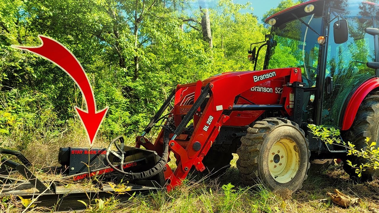 Picture of: Front Mounted Brush Cutter On a Compact Tractor
