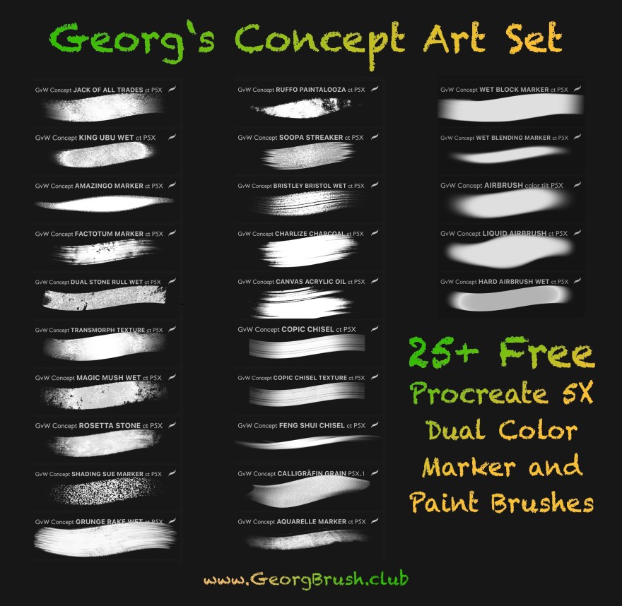 Picture of: Georg’s FREE CONCEPT ART DESIGN Brush Set: + Dual Co – Georg’s