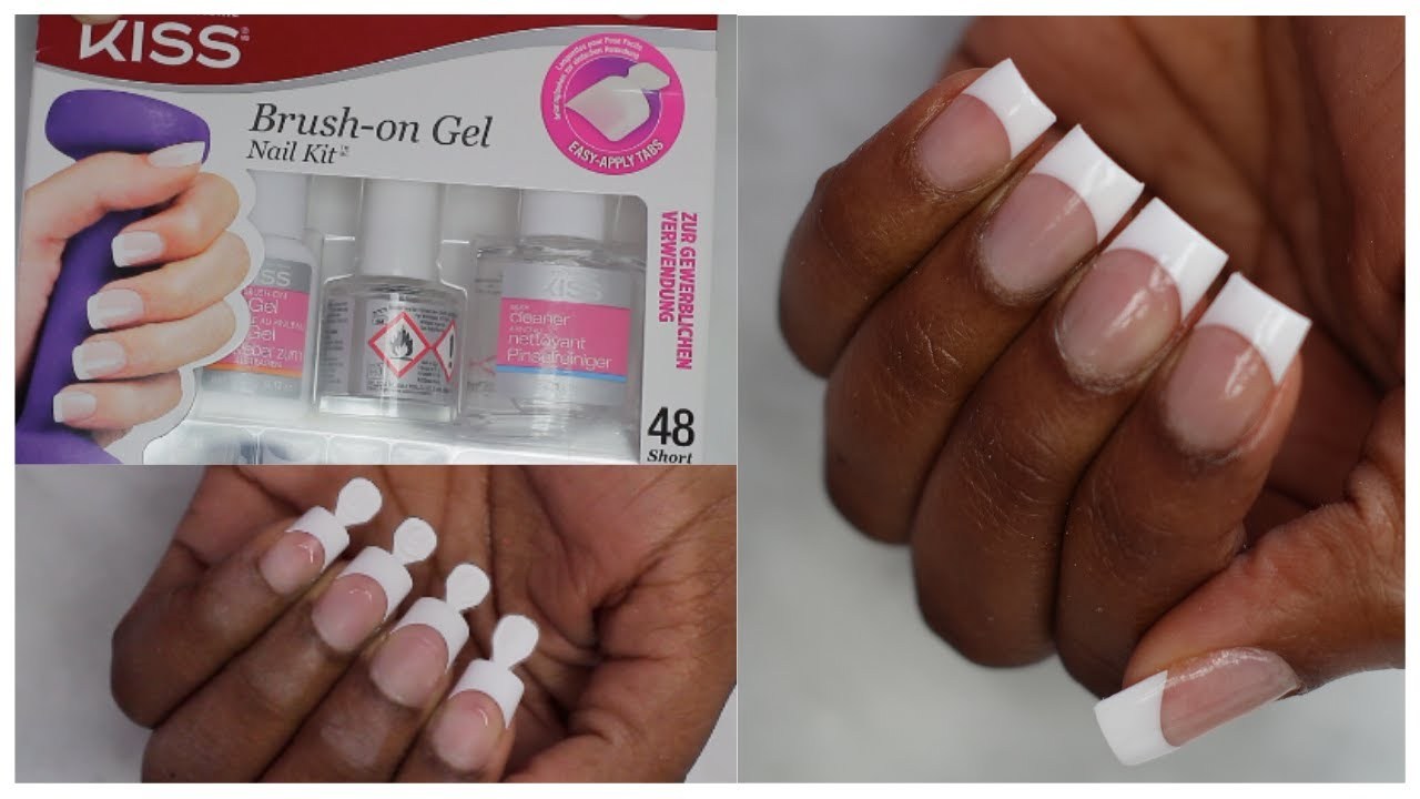 Picture of: HOW TO: DIY Kiss Brush On Gell Nail Kit &  Week Update $0  Easy French  Nails