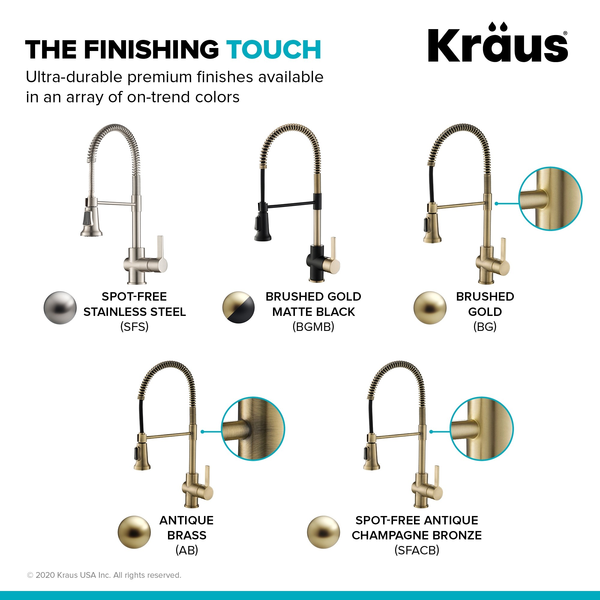 Picture of: Kraus Spot Free Antique Champagne Single Handle High-arc Kitchen Faucet  with Sprayer Function
