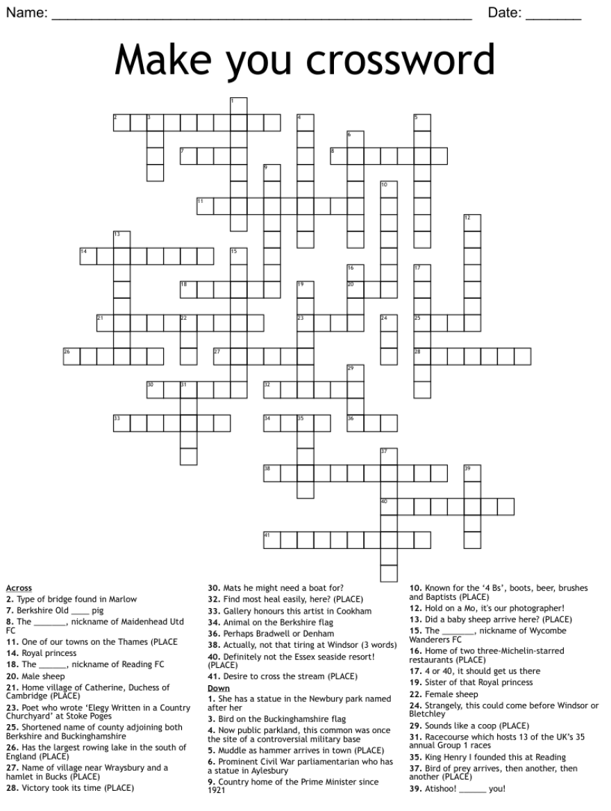 Picture of: Make you crossword – WordMint