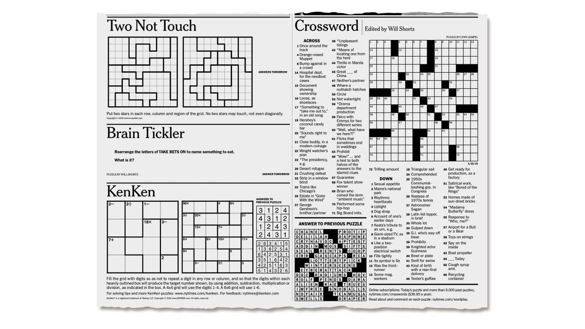 Picture of: More Puzzles to Pass the Time – The New York Times