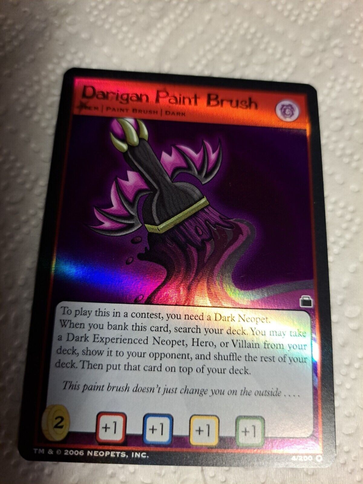 Picture of: Neopets card Dark Darigan Paint Brush / Holo Foil Rare 6