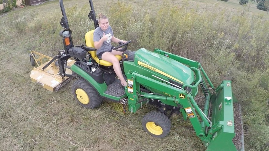 Picture of: No Fun! Bush Hogging/Brush Hogging with Compact Tractor, Homesteading;  Talking Chickens & Goats
