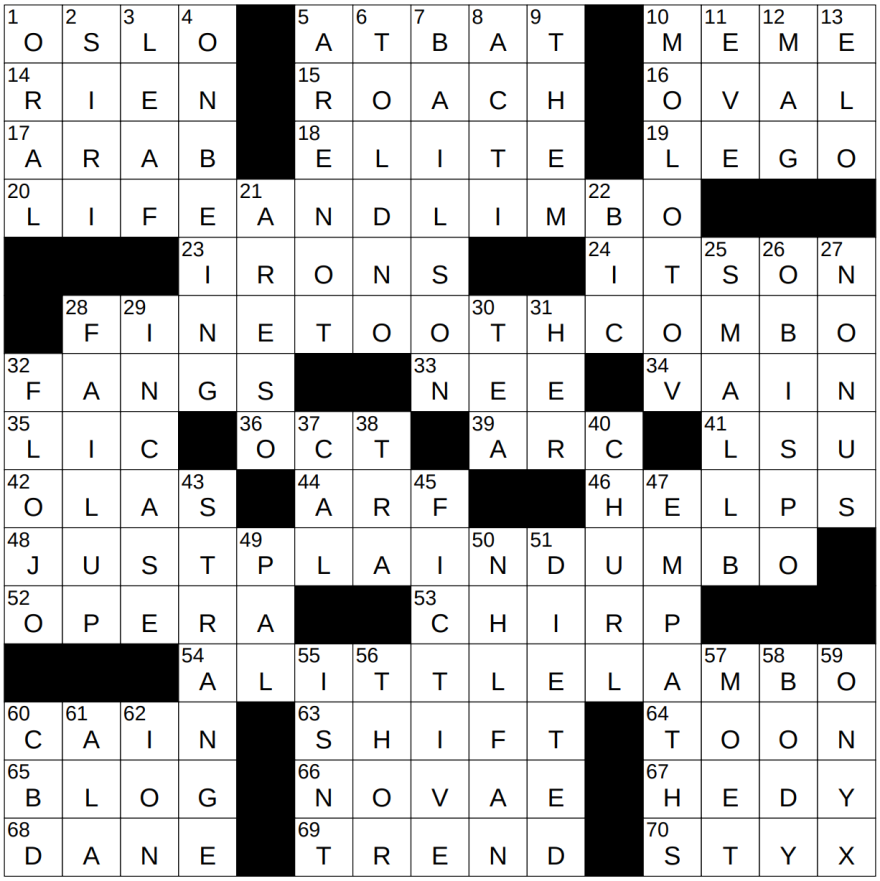 Picture of: – NY Times Crossword  Oct , Wednesday – NYXCrossword