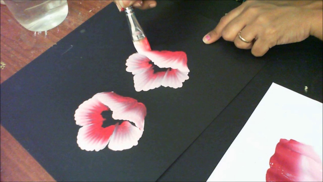 Picture of: One Stroke Painting- Tutorial  How to paint half/folded flowers with d  effect