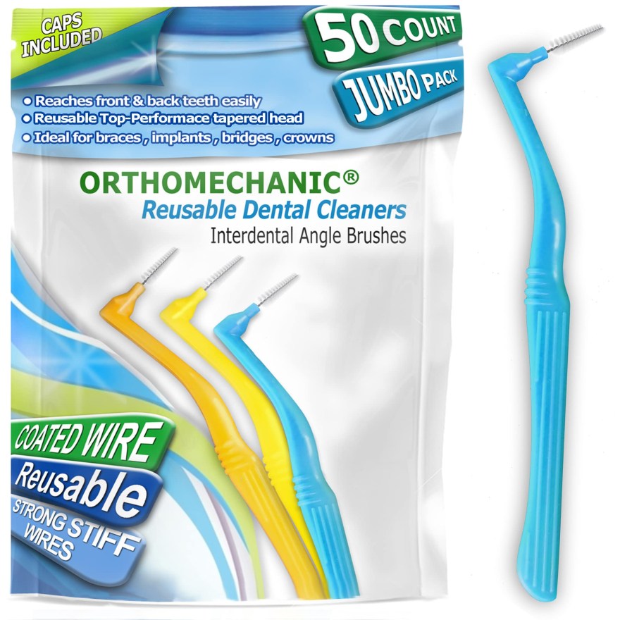 Picture of: Orthomechanic Interdental Brush Angle Cleaners – Jumbo Pack ( Brushes)  (Standard) – Remove Plaque – Toothpick