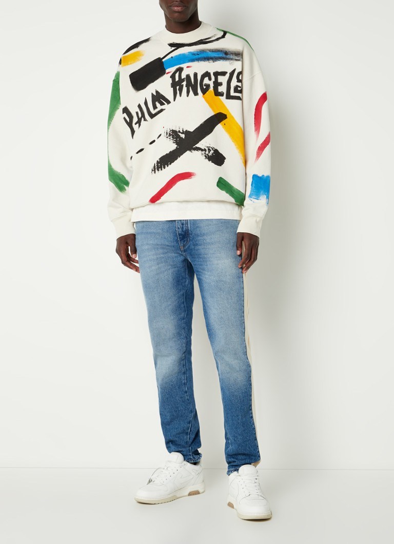 Picture of: Palm Angels Brush Strokes Oversized Pullover mit Logoaufdruck •