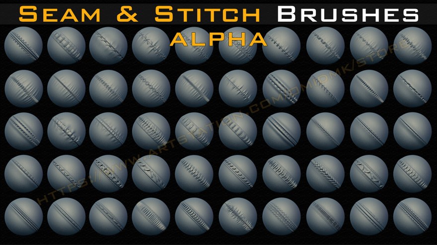 Picture of: Seam & Stitch Brushes & Alpha (Tileable k-bit) Vol.