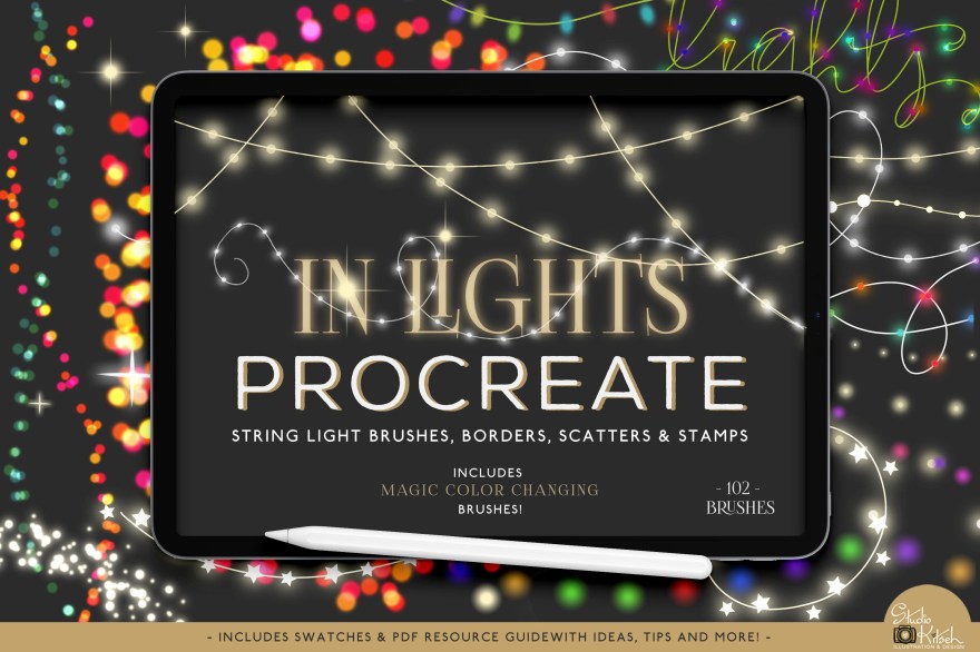 Picture of: String Lights Procreate Brushes iPad Lettering Fairy – Etsy