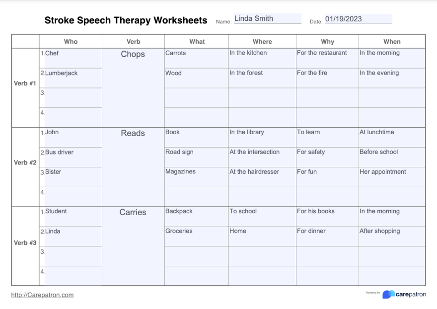 Picture of: Stroke Speech Therapy Worksheet & Example  Free PDF Download